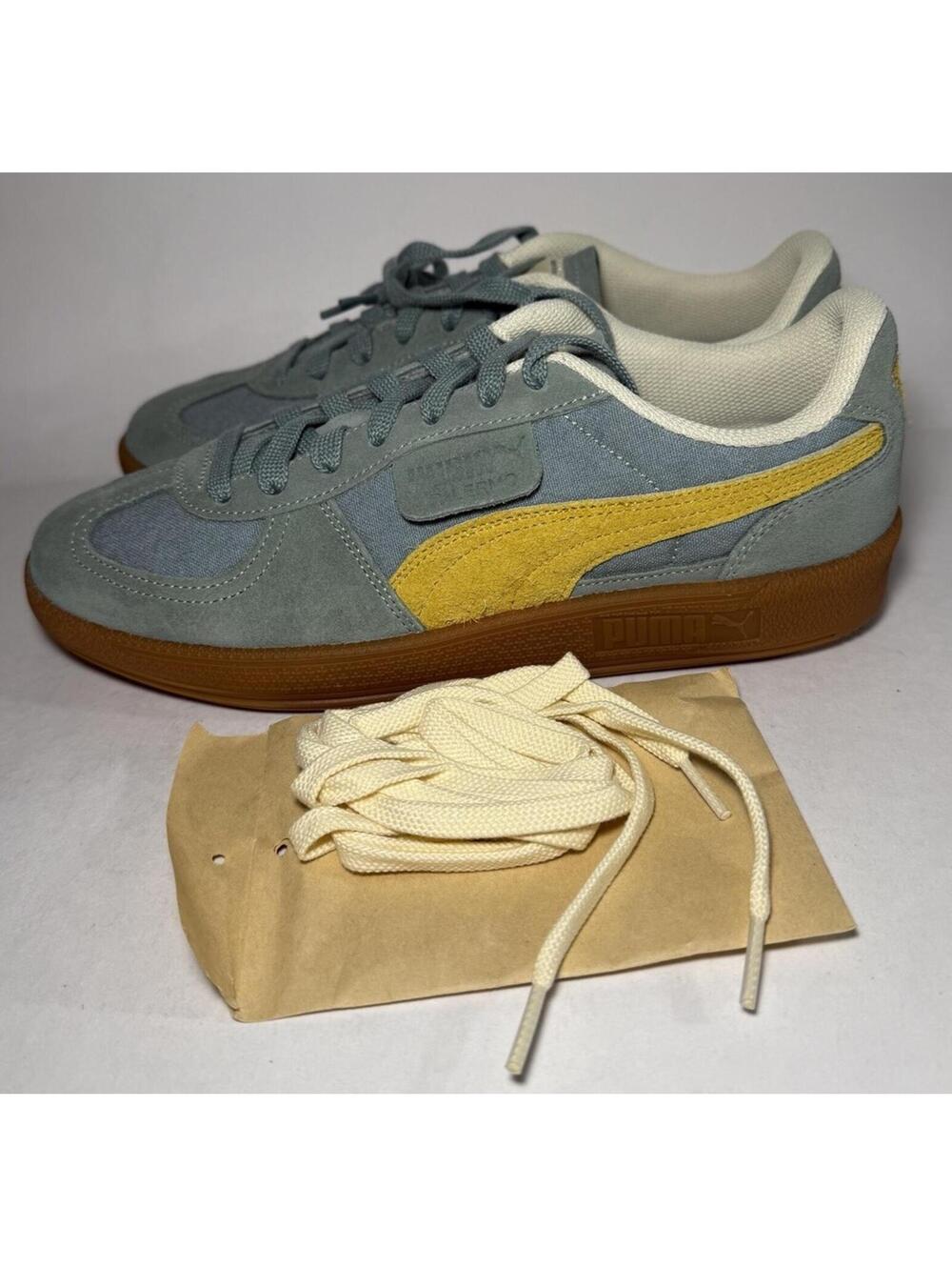 PUMA Palermo Weathered Sneaker Shoes Green/Yellow 40172201